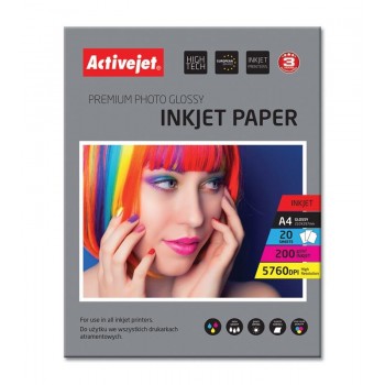 Activejet AP4-200G20 glossy photo paper for ink printers A4 20 pcs
