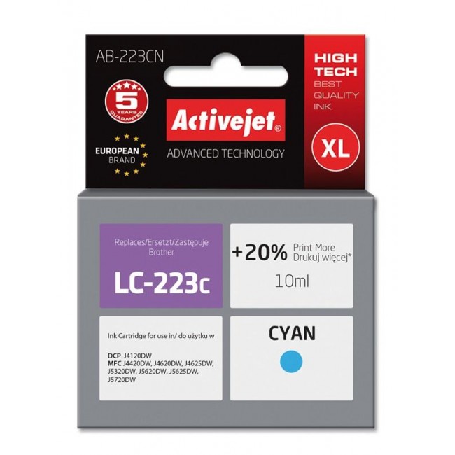 Activejet AB-223CN ink (replacement for Brother LC223C Supreme 10 ml cyan)