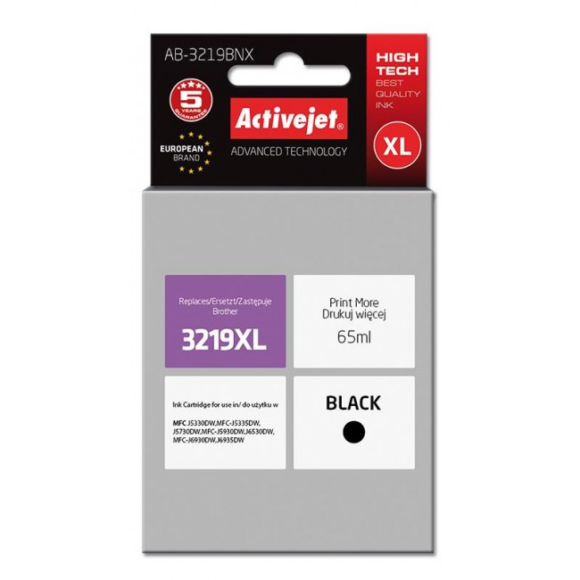 Activejet AB-3219Bk ink (replacement for Brother LC3219Bk Supreme 65 ml black)
