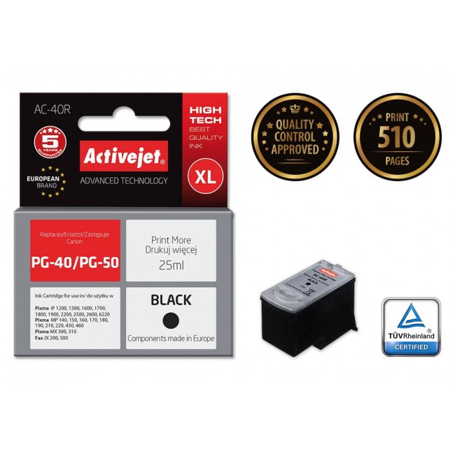 Activejet AC-40R ink (replacement for Canon PG-40/PG-50 Premium 25 ml black)