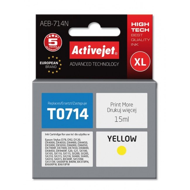 Activejet AEB-714 ink (replacement for Epson T0714, T0894 Supreme 15 ml yellow)