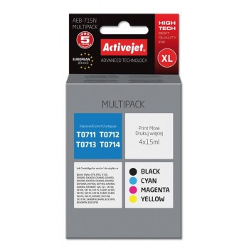 Activejet AEB-715N Ink (replacement for Epson T0715 Supreme 4 x 15 ml black, magenta, cyan, yellow)