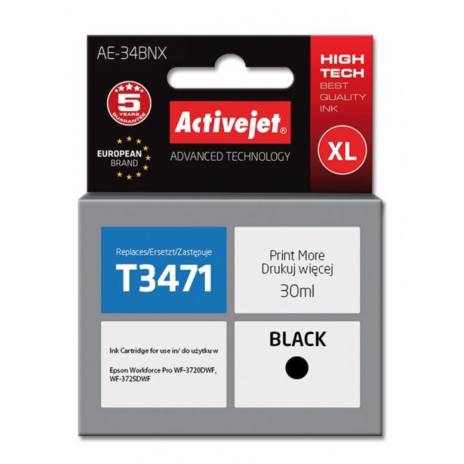 Activejet AE-34BNX ink (replacement for Epson 34XL T3471 Supreme 30 ml black)