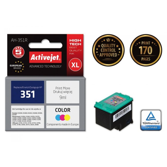 Activejet AH-351R ink (replacement for HP 351 CB337EE Premium 9 ml color)