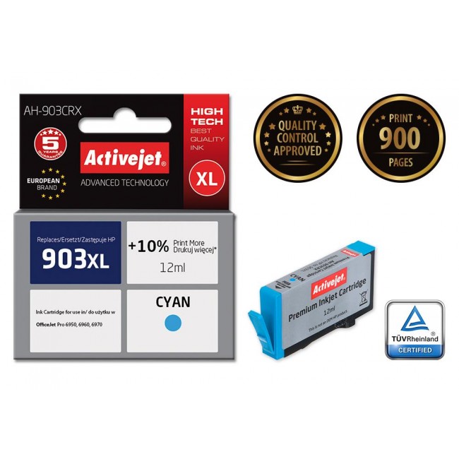 Activejet AH-903CRX ink (replacement for HP 903XL T6M03AE Premium 12 ml cyan)