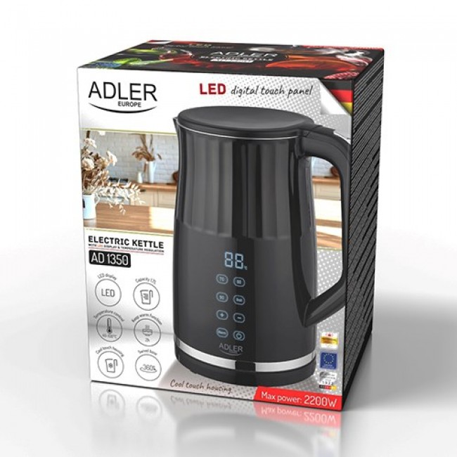 Adler AD 1350 1.7L temperature-controlled LED electric kettle Black Adler AD 1350 1.7L temperature-controlled LED electric kettle Black