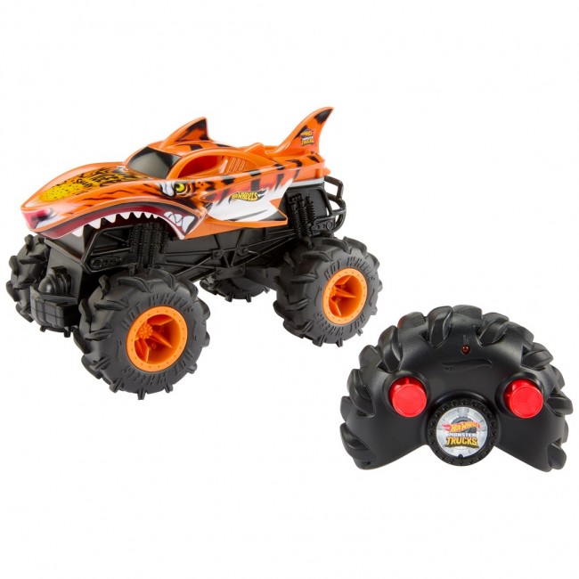 Hot Wheels Monster Trucks RC HW Tiger Shark RC in 1:24 Scale, Remote-Control Toy Truck