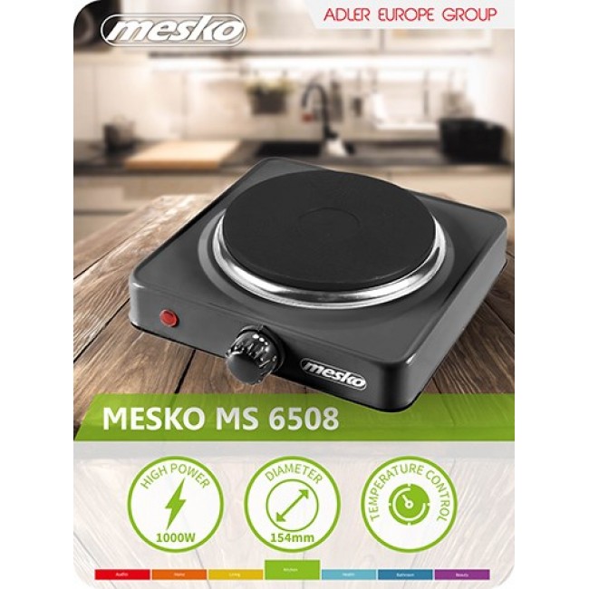 Mesko Home MS 6508 hob Black Countertop Sealed plate 1 zone(s) Mesko Home MS 6508 hob Black Countertop Sealed plate 1 zone(s)