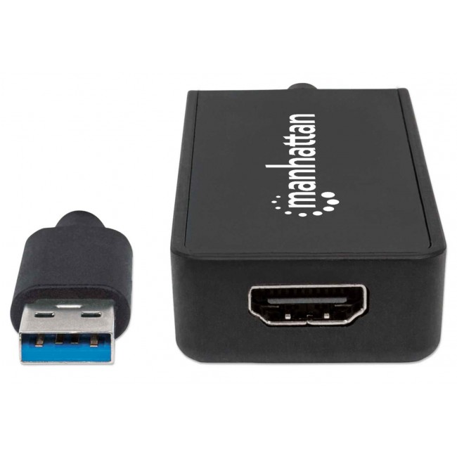 Manhattan USB-A to HDMI Adapter Cable, 60cm, Male to Female, 5 Gbps (USB 3.2 Gen1 aka USB 3.0), 2560x1440 @ 32-bit colour, Full HD video 1080p@16:9, Black, Blister Manhattan USB-A to HDMI Adapter Cable, 60cm, Male to Female, 5 Gbps (USB 3.2 Gen1 aka USB 3.0), 2560x1440 @ 32-bit colour, Full HD video 1080p@16:9, Black, Blister