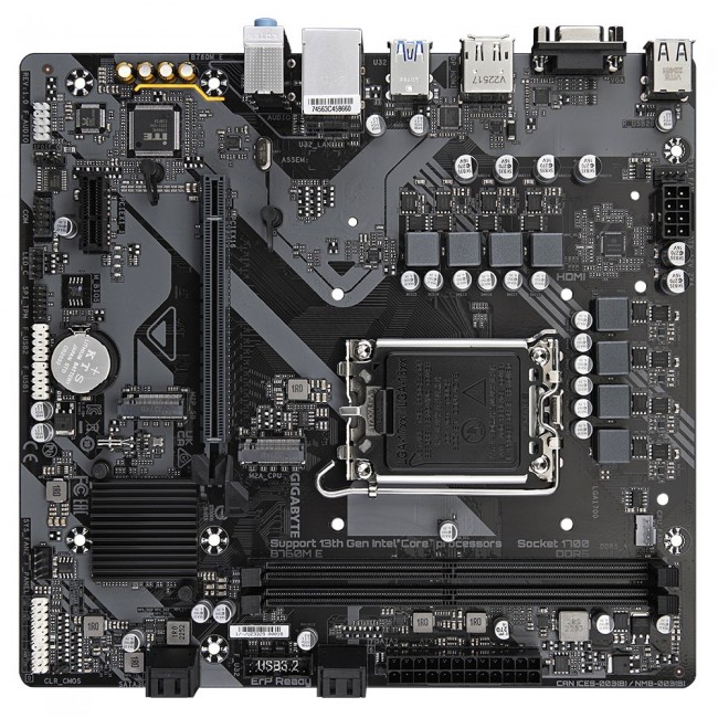 GIGABYTE B760M E Motherboard - Supports 14th Gen. Intel Core CPUs, 6+1+1 phases VRM, up to 7200MHz DDR5 (OC), 2xPCIe 4.0 M.2, 1 GbE LAN, USB 3.2 Gen 1