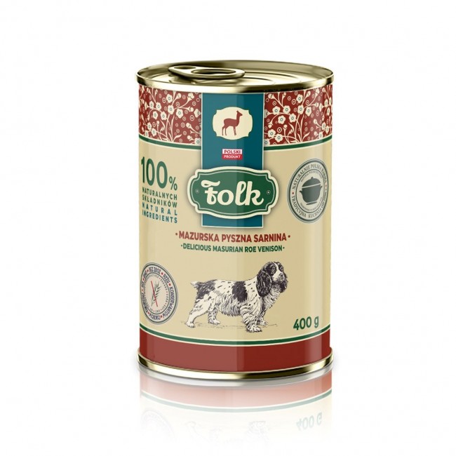 FOLK Delicious Masurian roe venison Mono - wet dog food - 400g FOLK Delicious Masurian roe venison Mono - wet dog food - 400g