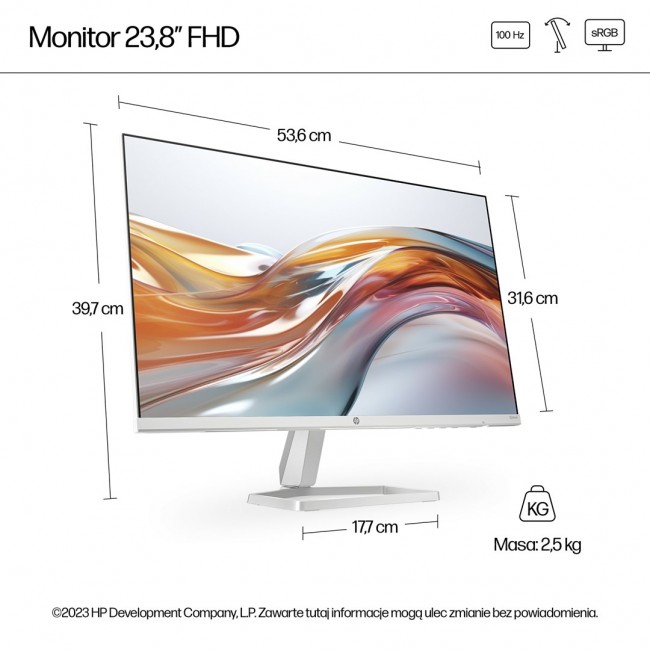 HP 23.8-inch Series 5 FHD monitor in white - 524sw