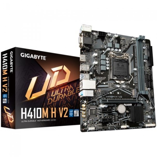 GIGABYTE H410M H V2 Motherboard - Supports Intel Core 10th CPUs, up to 2933MHz DDR4 (OC), 1xPCIe 3.0 M.2, GbE LAN, USB 3.2 Gen 1 GIGABYTE H410M H V2 Motherboard - Supports Intel Core 10th CPUs, up to 2933MHz DDR4 (OC), 1xPCIe 3.0 M.2, GbE LAN, USB 3.2 Gen 1