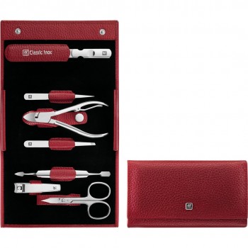 ZWILLING CLASSIC INOX Zestaw do manicure czerwone sk rzane etui, 7 element w