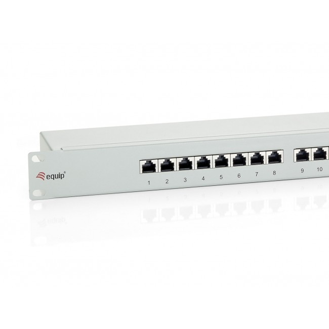 Equip 16-Port Cat.6 Shielded Patch Panel, Light Grey Equip 16-Port Cat.6 Shielded Patch Panel, Light Grey