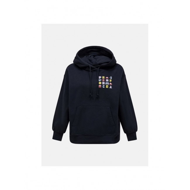 Bluza damska PEAK PERFORMANCE W Terry Graphic Hood kolor czarny - L