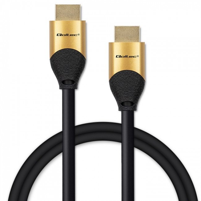 Qoltec 50354 HDMI v2.1 Cable Ultra high speed 8K | 60Hz | 30AWG | GOLD | 1m