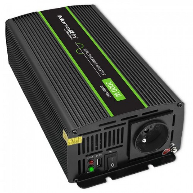 Qoltec Monolith power adapter/inverter Auto 2000 W Black Qoltec Monolith power adapter/inverter Auto 2000 W Black