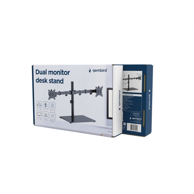 Gembird MS-D2ST-01 Dual monitor desk stand (rotate, tilt, swivel), 17 -32 , up to 9 kg, black