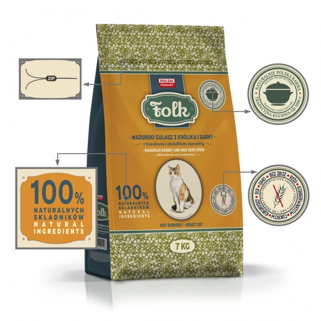 FOLK Masurian-style rabbit and roe deer stew with beets and cranberries - dry cat food - 7kg