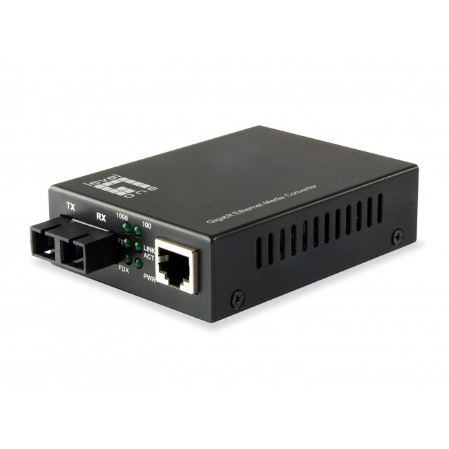 LevelOne RJ45 to SC Gigabit Media Converter, Single-Mode Fiber, 20km