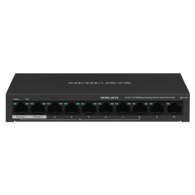 Mercusys 10-Port 10/100Mbps Desktop Switch with 8-Port PoE+