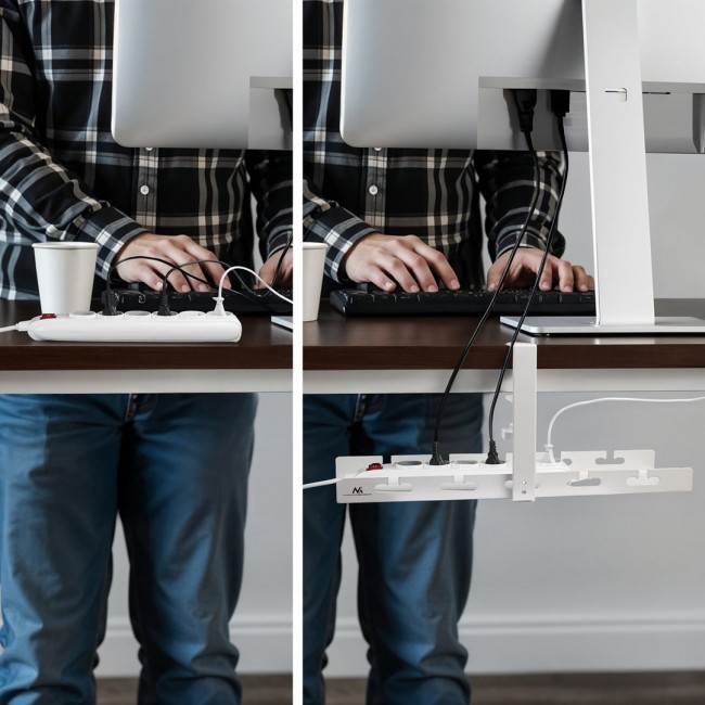 Maclean under-desk cable organizer, max. load 5kg, white, MC-105 W Maclean under-desk cable organizer, max. load 5kg, white, MC-105 W