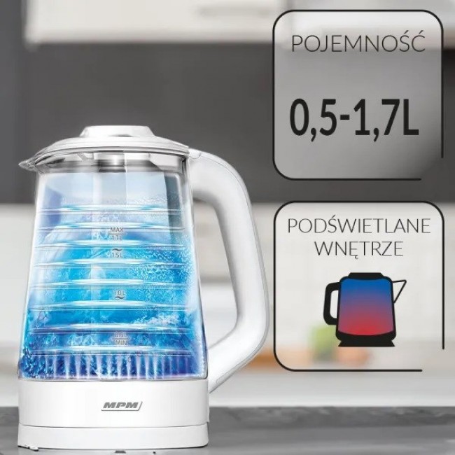 MPM MCZ-124 electric kettle 1.7 L 2200 W White MPM MCZ-124 electric kettle 1.7 L 2200 W White