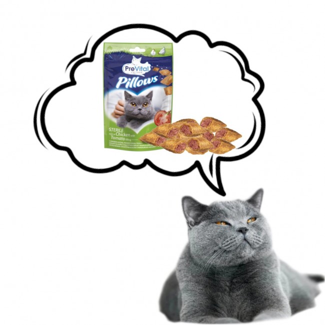 PREVITAL Sterile Cushions rich in chicken with tomato filling - cat treat 60g