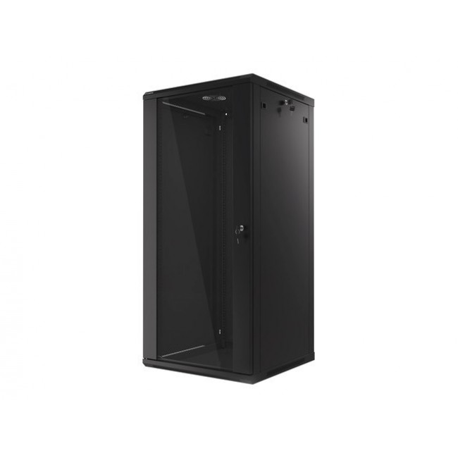 Lanberg wall-mounted installation rack cabinet 19'' 27U 600x600mm black (glass door)