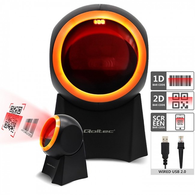 Qoltec 50857 Wired desktop barcode scanner 1D | 2D Qoltec 50857 Wired desktop barcode scanner 1D | 2D