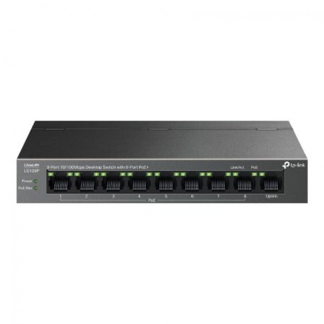 TP-Link LiteWave LS109P network switch Unmanaged Fast Ethernet (10/100) Power over Ethernet (PoE) Black