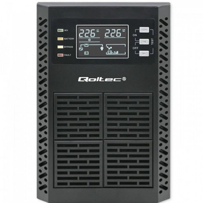 Qoltec 52281 uninterruptible power supply (UPS) Double-conversion (Online) 2 kVA 2000 W 3 AC outlet(s) Qoltec 52281 uninterruptible power supply (UPS) Double-conversion (Online) 2 kVA 2000 W 3 AC outlet(s)