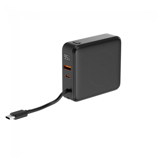 Gembird PB10-WPC15-LCD-01 Fast charging power bank with wireless charger, 20W, 10000 mAh, black