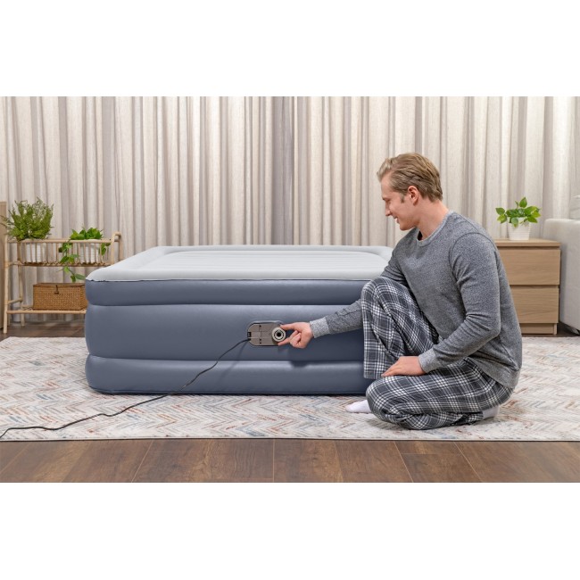 Bestway Tritech Air Mattress Queen with Built-in AC Pump and Antimicrobial Coating 2.03 m x 1.52 m x 51 cm