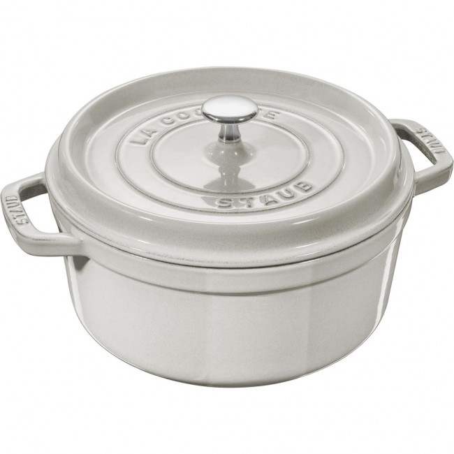 Staub Round Cast Iron Pot - 1.7 ltr, White Truffle