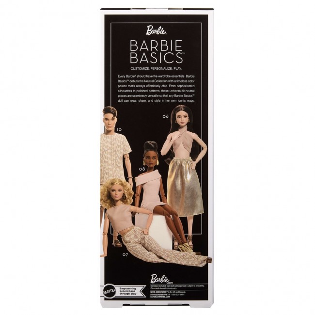 Barbie Signature Basics Collectible Doll, Model 06 with Brunette Hair in Shimmery Golden Skirt & Halter