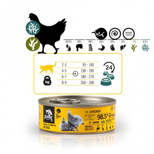3COTY Chicken with spirulina Senior - wet cat food - 80g