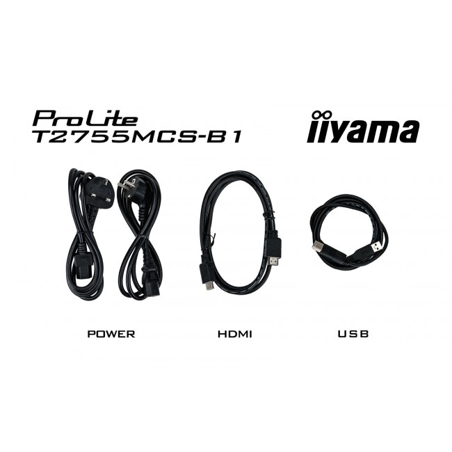 iiyama ProLite 27 Optical Bonded PCAP 10pt touchscreen monitor with IPS panel technology, edge-to-edge glass design, anti-fingerprint coating and a flexible stand