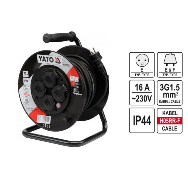 Yato YT-81052 cord reel 4 AC outlet(s) 20 m