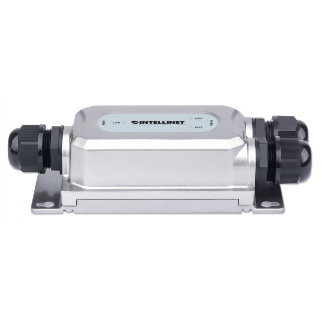Intellinet 2-Port Outdoor Vandalproof Gigabit PoE++ Extender, Two 30 W Ports, Extends PoE up to 100 m (328 ft.), 60 W Power Budget, IEEE 802.3bt (4PPoE) Compliant, IP67 Waterproof, IK10-rated, Metal Housing