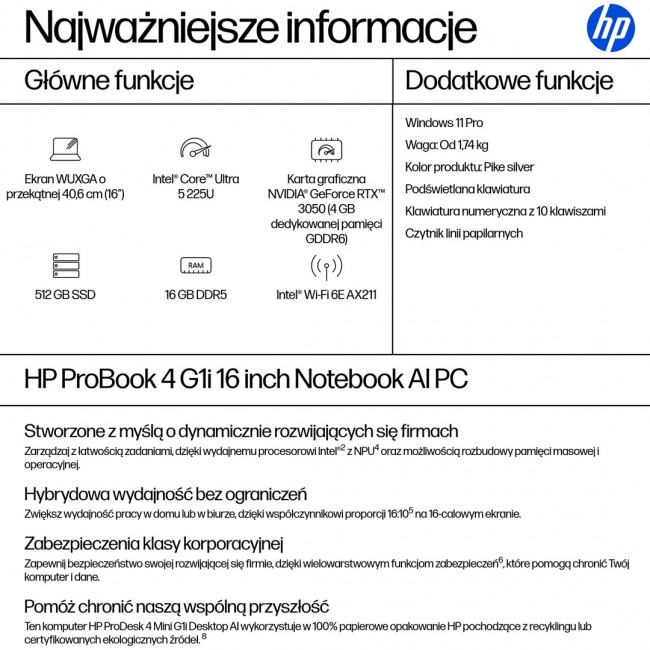 Notebook HP ProBook 4 G1i 16 Notebook HP ProBook 4 G1i 16