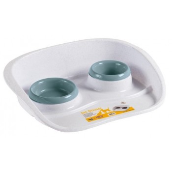 KERBL Double bowl for dog or cat with stand - 300 ml / 250 ml