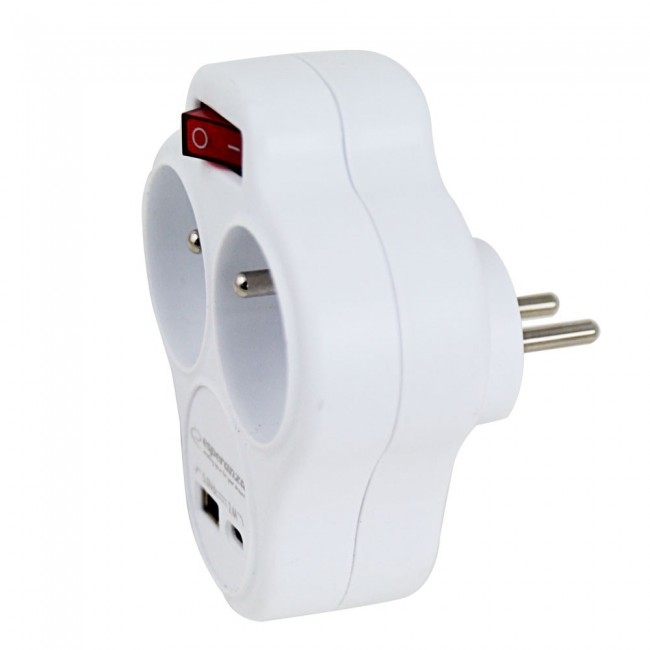 Esperanza ELK311W Electrical splitter 2 GN. USB-C USB-A ON. White Esperanza ELK311W Electrical splitter 2 GN. USB-C USB-A ON. White