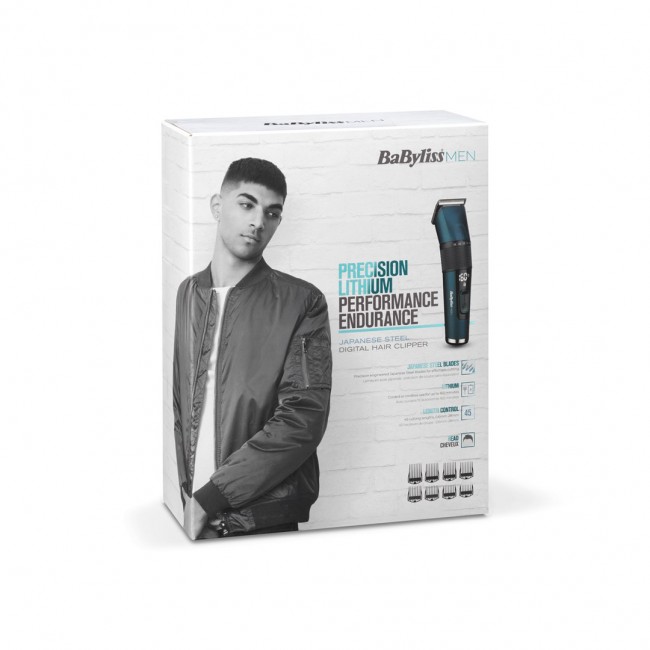 BaByliss Japanese Steel Digital Hair Clipper Black, Teal 45 Lithium-Ion (Li-Ion)