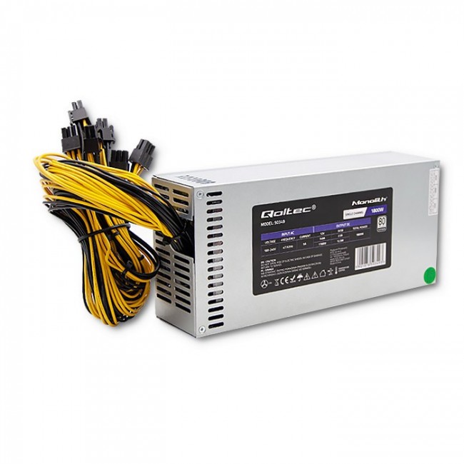 Qoltec 50349 PCI-E 1800W power supply | 80 Plus Platinum | Game miner