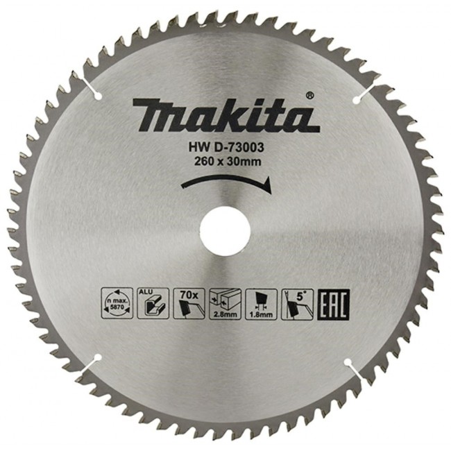 MAKITA CIRCULAR SAW BLADE 260x30x 70Z ECONOM FOR ALUMINIUM MAKITA CIRCULAR SAW BLADE 260x30x 70Z ECONOM FOR ALUMINIUM