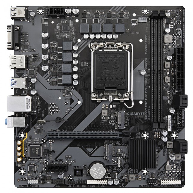 GIGABYTE B760M E Motherboard - Supports 14th Gen. Intel Core CPUs, 6+1+1 phases VRM, up to 7200MHz DDR5 (OC), 2xPCIe 4.0 M.2, 1 GbE LAN, USB 3.2 Gen 1 GIGABYTE B760M E Motherboard - Supports 14th Gen. Intel Core CPUs, 6+1+1 phases VRM, up to 7200MHz DDR5 (OC), 2xPCIe 4.0 M.2, 1 GbE LAN, USB 3.2 Gen 1