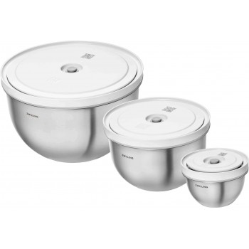 Set of 3 vacuum stainless bowls with lid