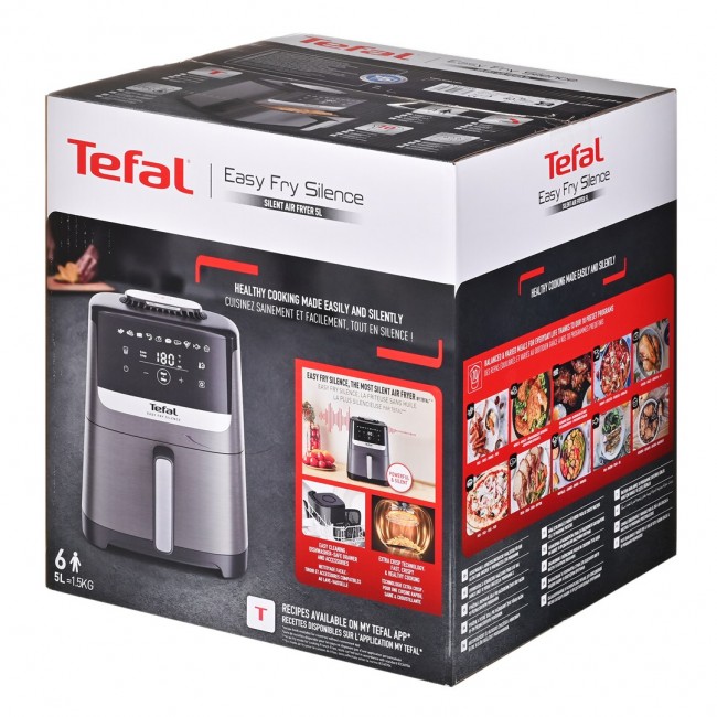 Tefal Easy Fry Silence EY551HE0 fryer Single 5 L Stand-alone Hot air fryer Black, Grey, Stainless steel Tefal Easy Fry Silence EY551HE0 fryer Single 5 L Stand-alone Hot air fryer Black, Grey, Stainless steel